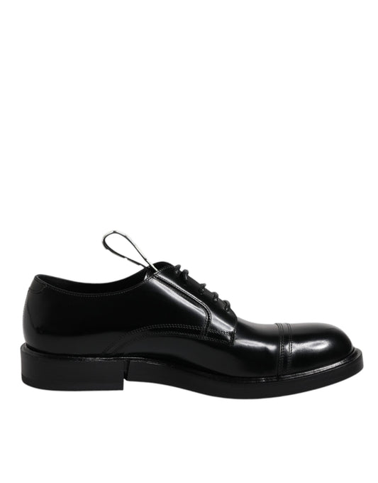 Dolce &amp; Gabbana – Derby-Schnürschuhe aus schwarzem Lackleder für formelle Anlässe