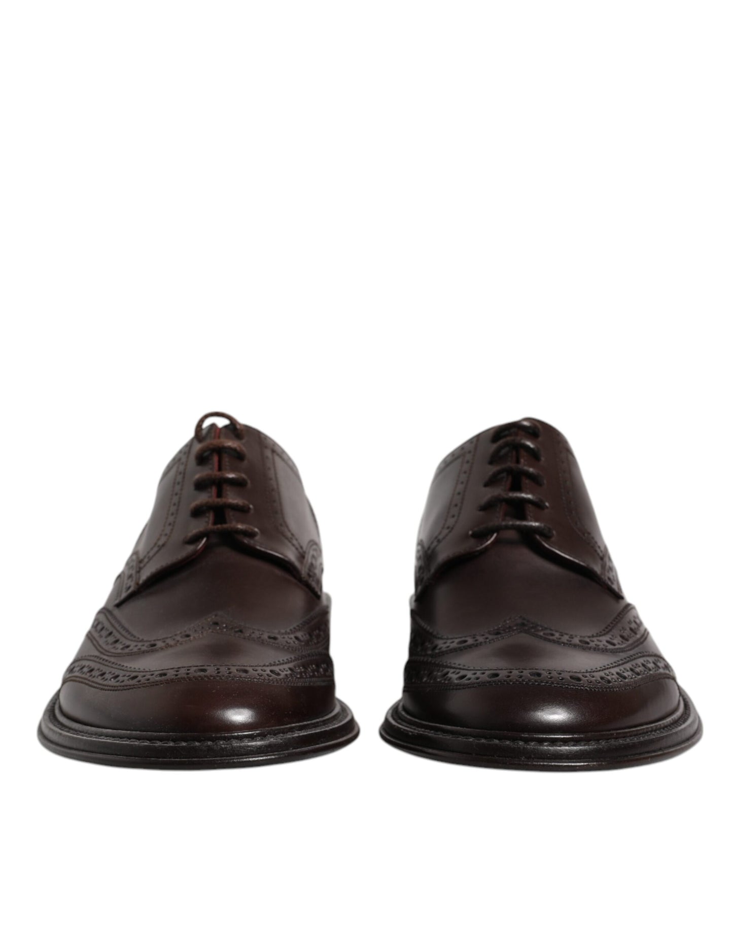 Dolce &amp; Gabbana – Braune Derby-Schuhe aus Leder mit Flügelkappe und Schnürung für formelle Anlässe