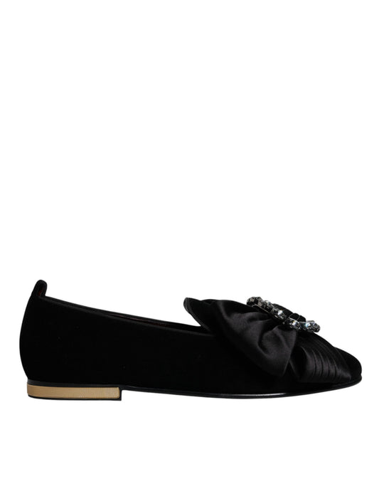 Dolce &amp; Gabbana Schwarze Kristall-Flats Herren Loafer Abendschuhe