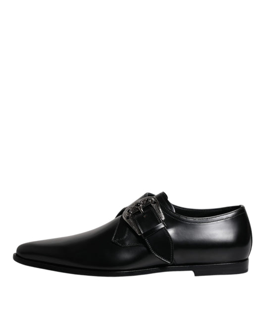 Dolce &amp; Gabbana – Formelle Derby-Schuhe aus schwarzem Leder mit Monkstrap