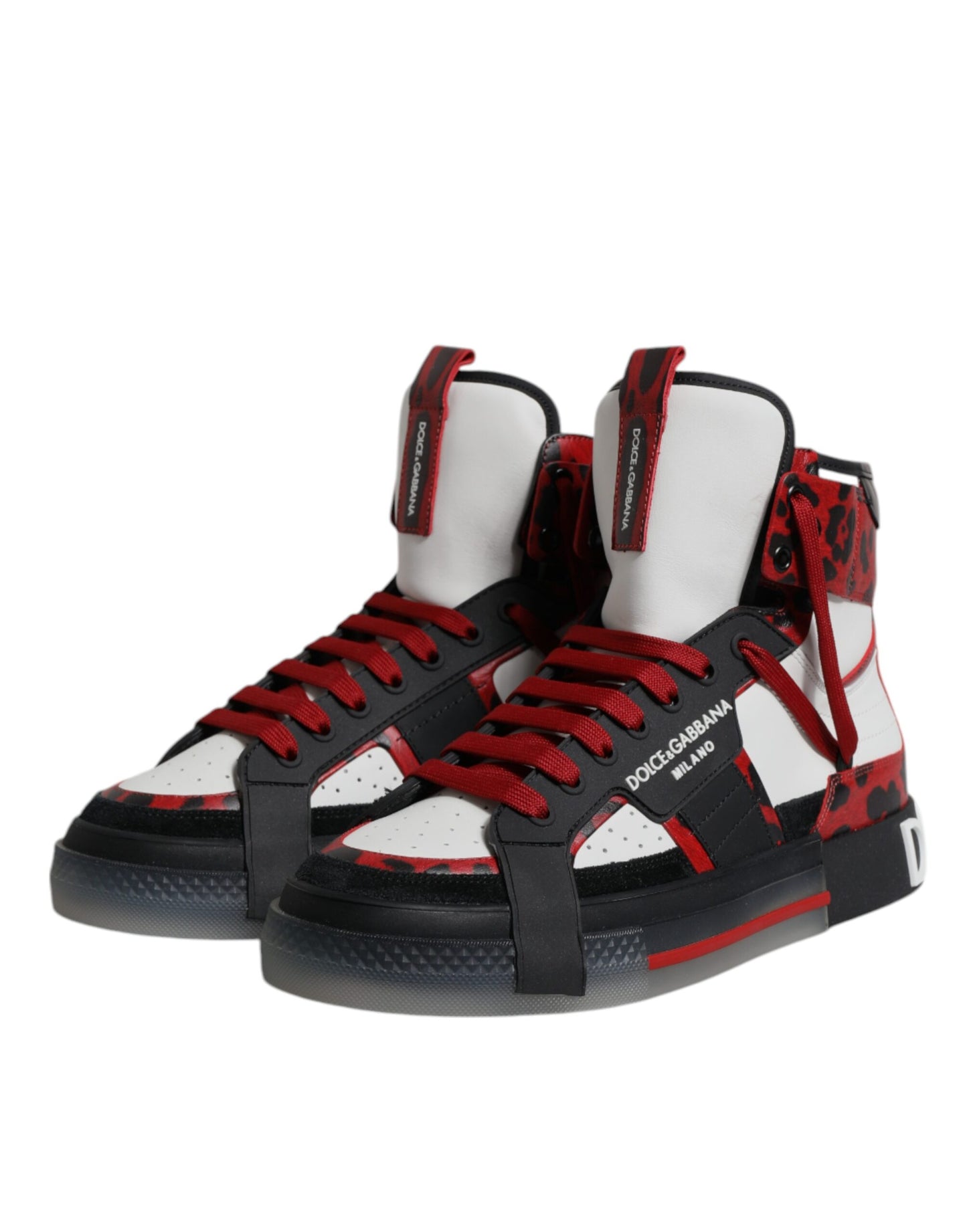 Dolce &amp; Gabbana Multicolor Leather High Top Sneakers Shoes