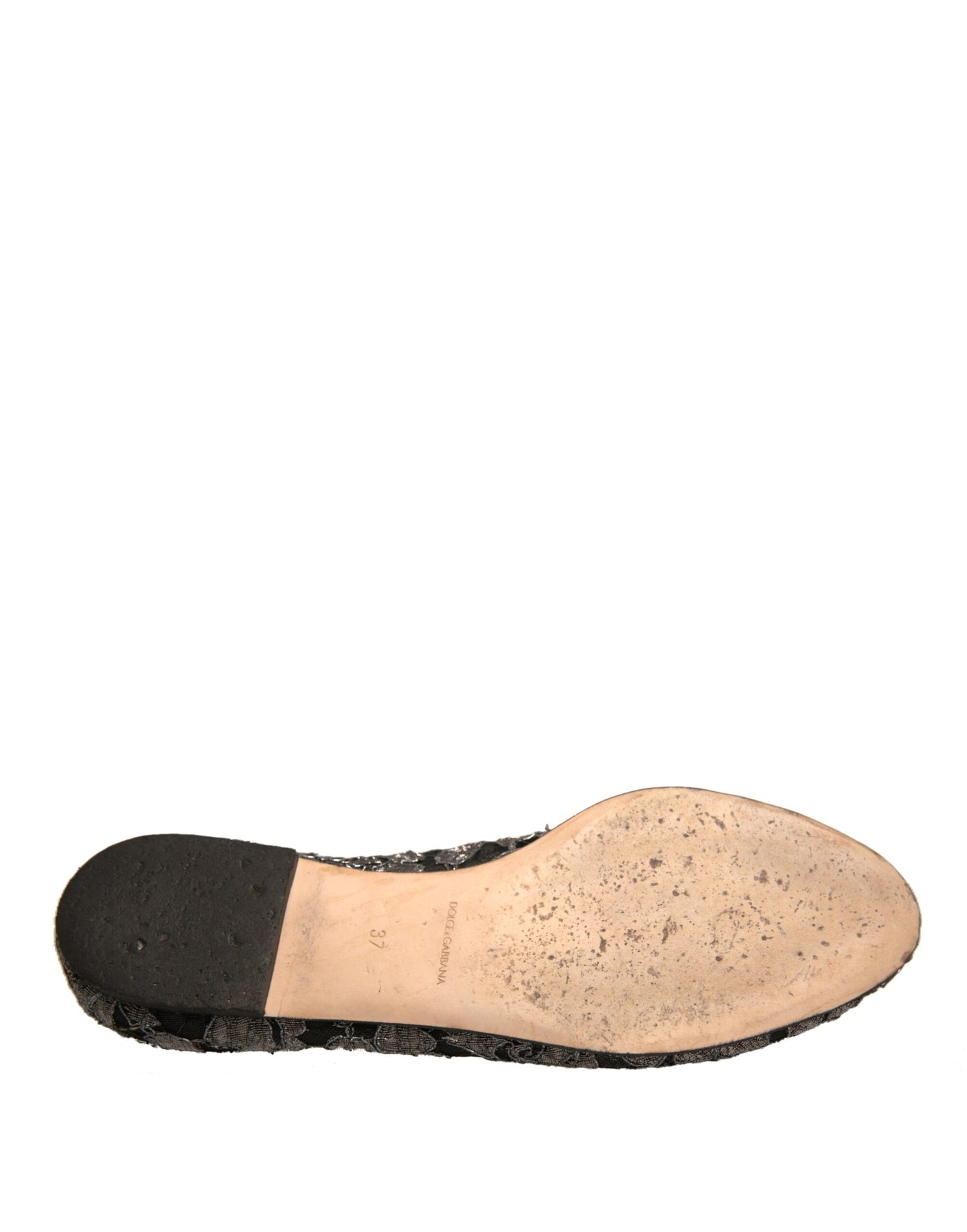 Dolce &amp; Gabbana – Silberne Ballerinas mit Kristallen und Spitze