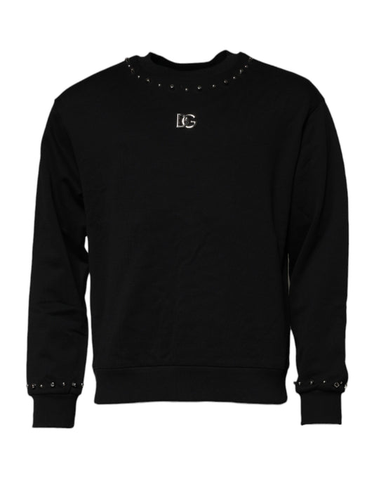 Dolce &amp; Gabbana Felpa con borchie e logo nero
