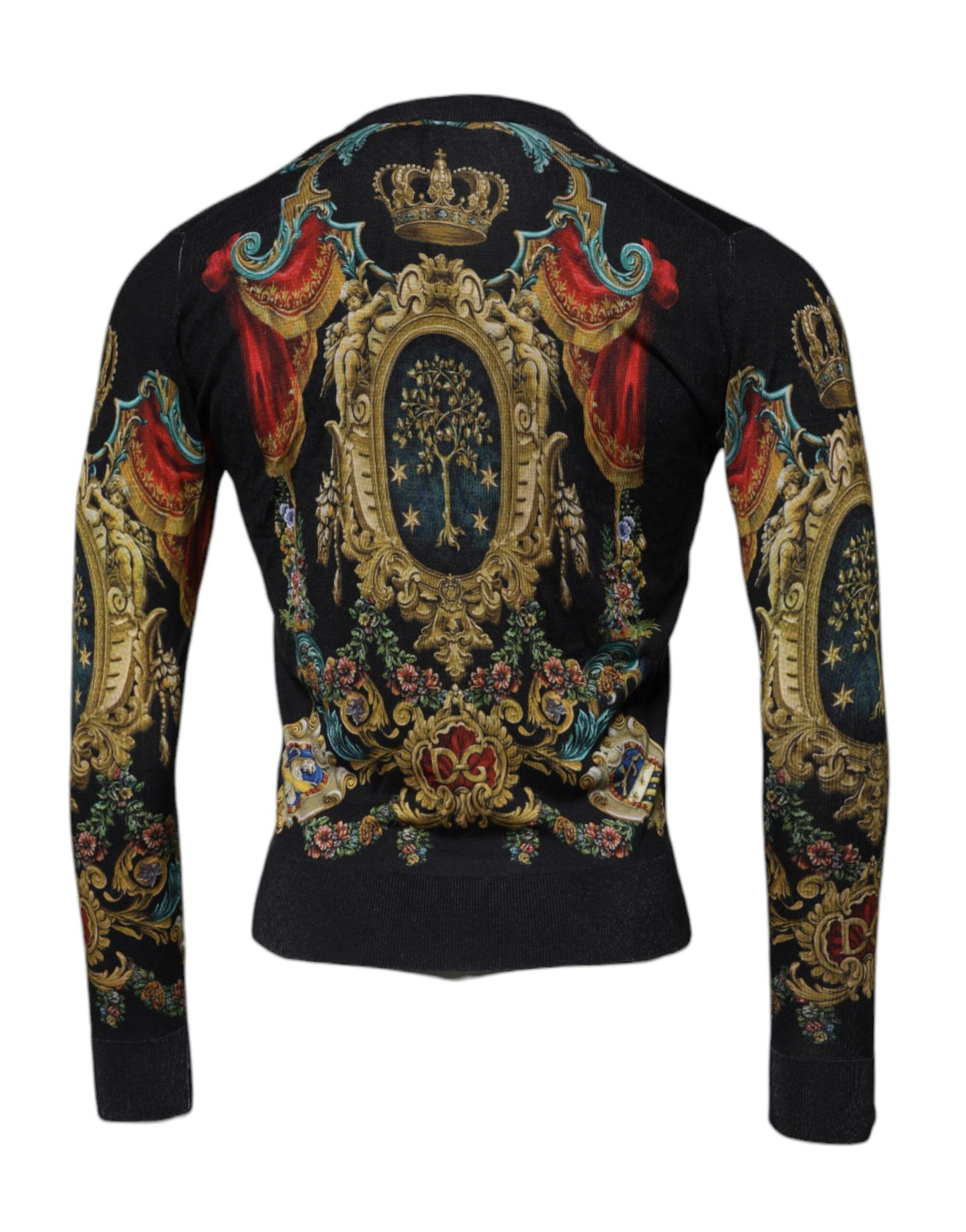 Dolce &amp; Gabbana Maglione girocollo in seta DG Heraldic nero