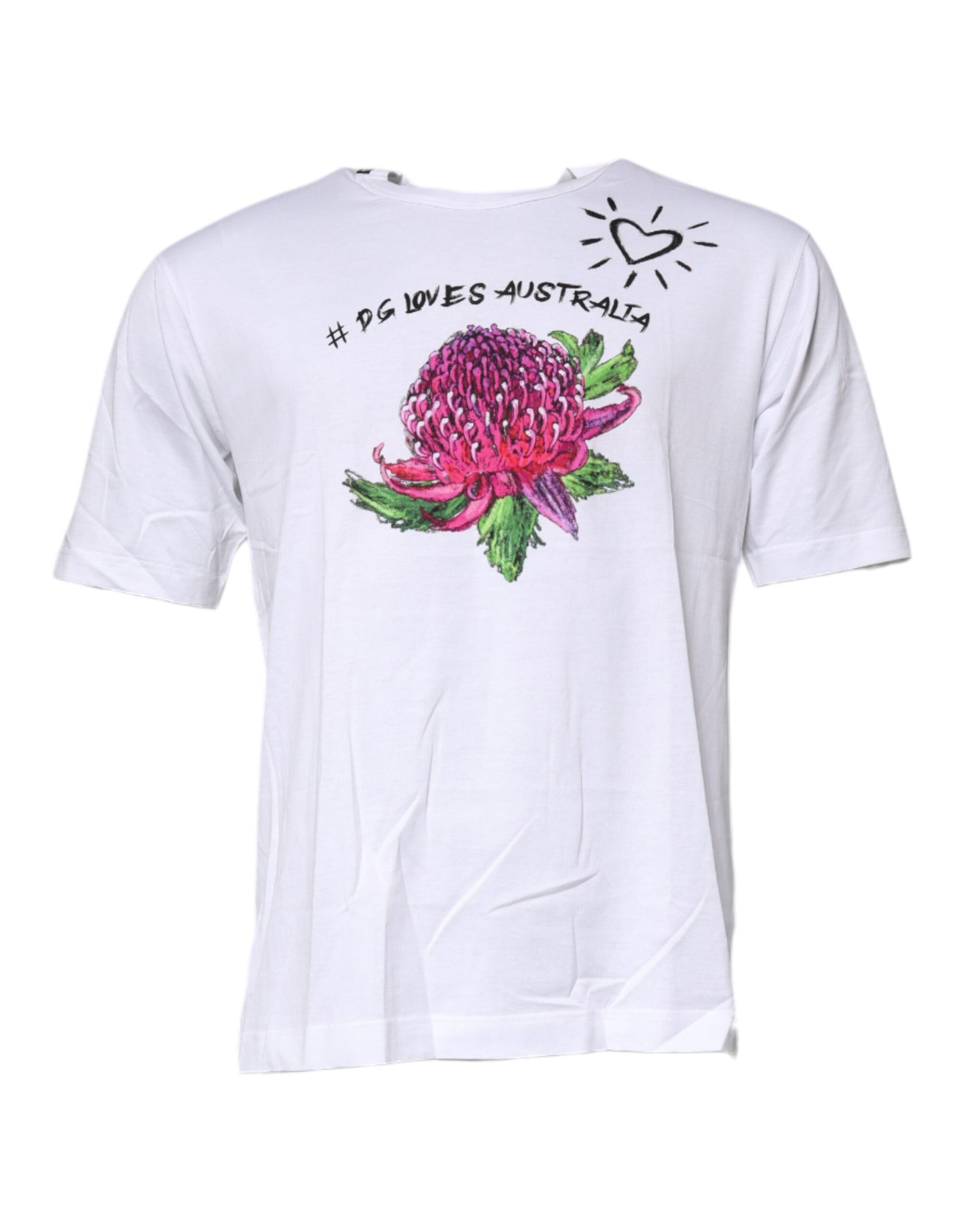 T-shirt girocollo in cotone con stampa floreale bianca Dolce &amp; Gabbana