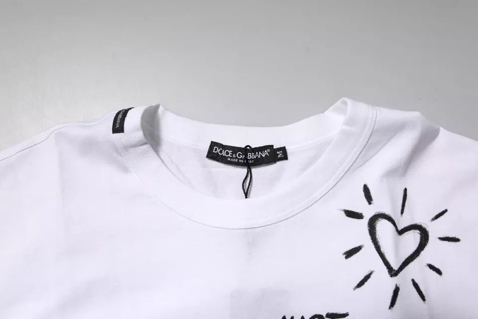 T-shirt girocollo in cotone con stampa floreale bianca Dolce &amp; Gabbana