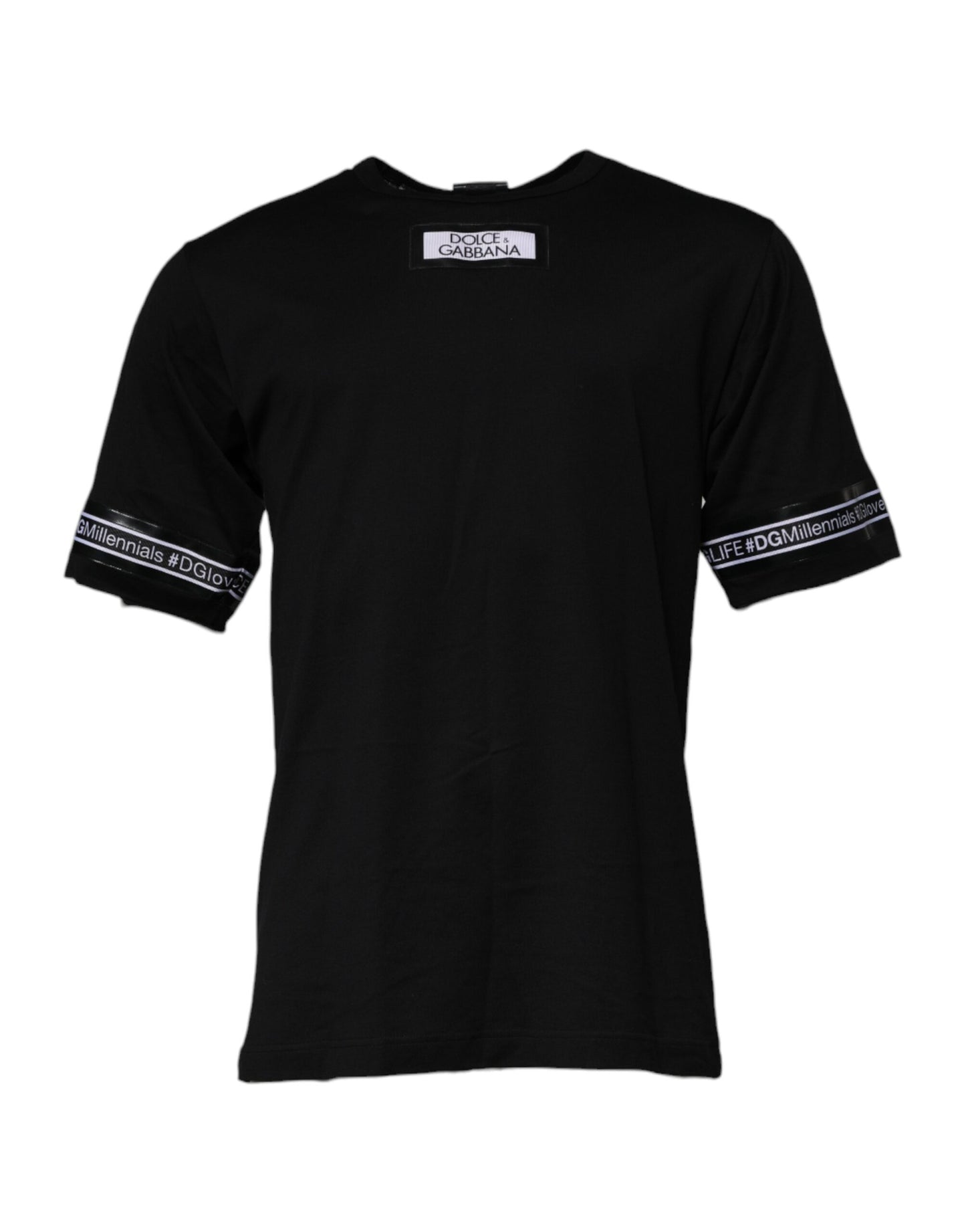 Dolce &amp; Gabbana Schwarzes #DGMILLENNIALS Baumwoll-T-Shirt mit Rundhalsausschnitt