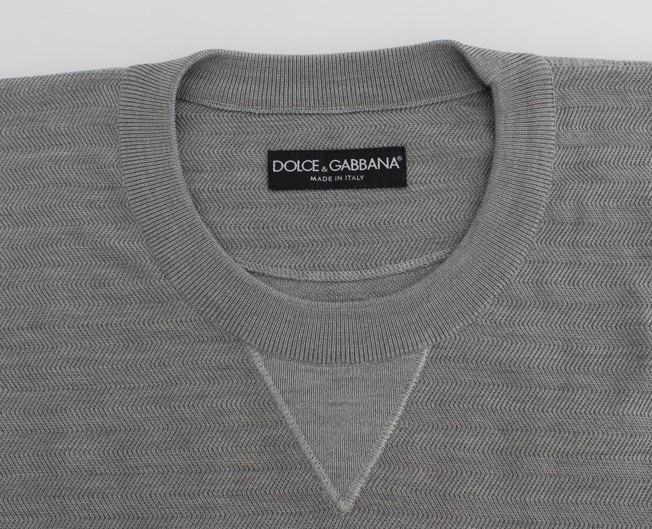 Dolce &amp; Gabbana Eleganter grauer Rundhalspullover aus Seide