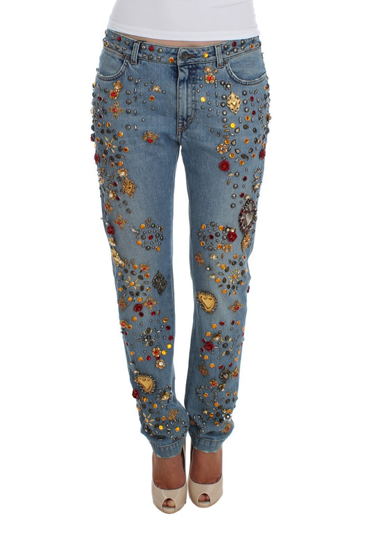 Dolce &amp; Gabbana Enchanted Sicily Boyfriend-Jeans mit Kristallherz