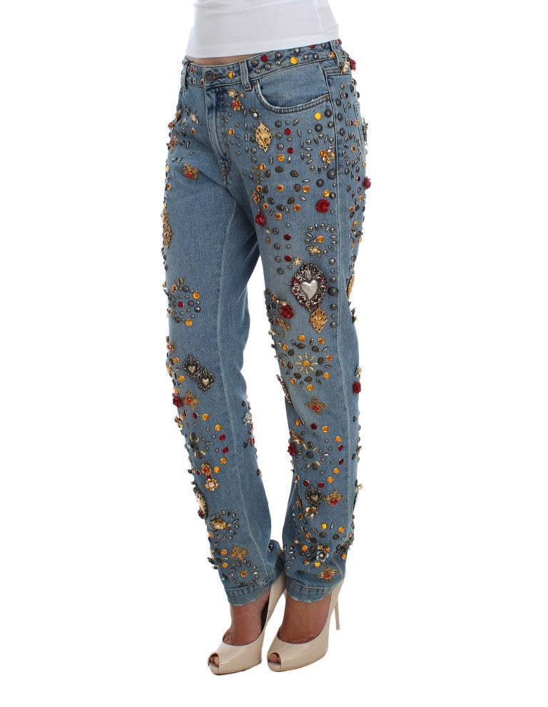 Dolce &amp; Gabbana Enchanted Sicily Boyfriend-Jeans mit Kristallherz