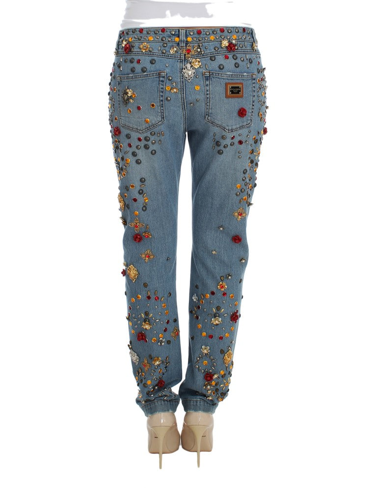 Dolce &amp; Gabbana Enchanted Sicily Boyfriend-Jeans mit Kristallherz