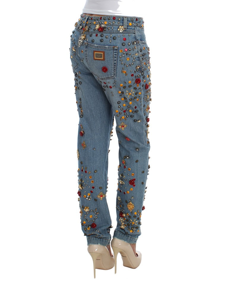 Dolce &amp; Gabbana Enchanted Sicily Boyfriend-Jeans mit Kristallherz