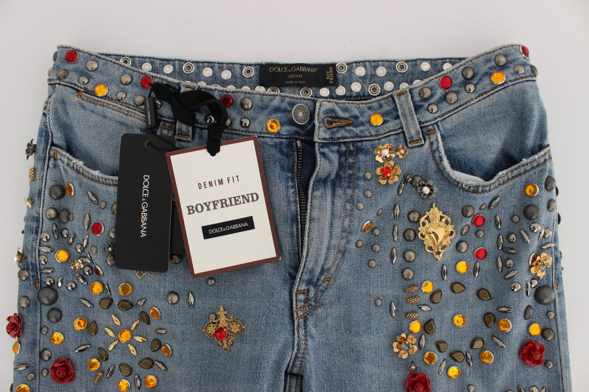 Dolce &amp; Gabbana Enchanted Sicily Boyfriend-Jeans mit Kristallherz