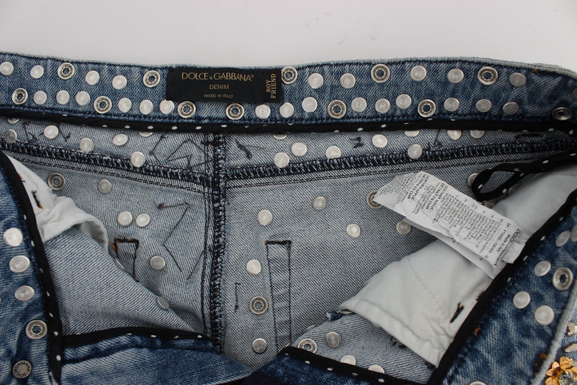 Dolce &amp; Gabbana Enchanted Sicily Boyfriend-Jeans mit Kristallherz