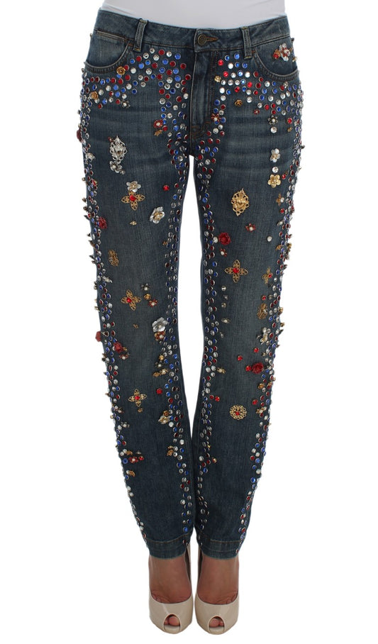 Dolce &amp; Gabbana Enchanted Sicily Boyfriend-Jeans mit Kristallherz