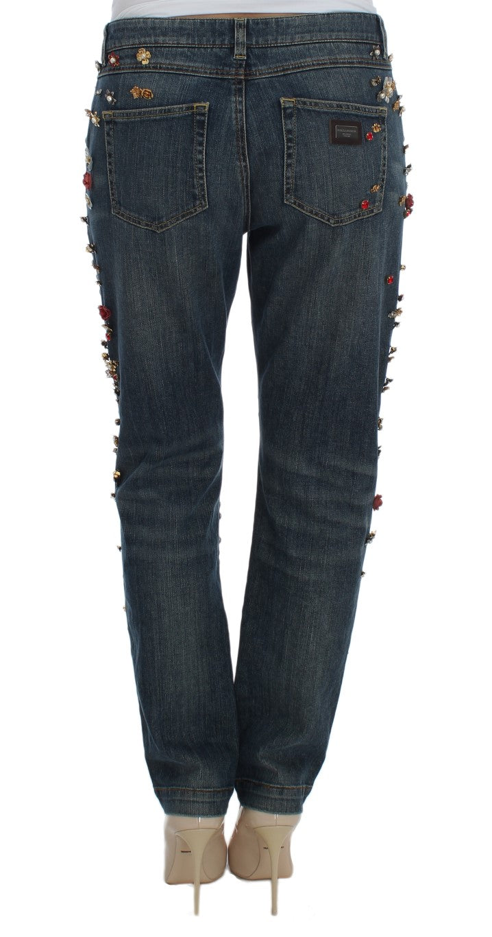 Dolce &amp; Gabbana Enchanted Sicily Boyfriend-Jeans mit Kristallherz