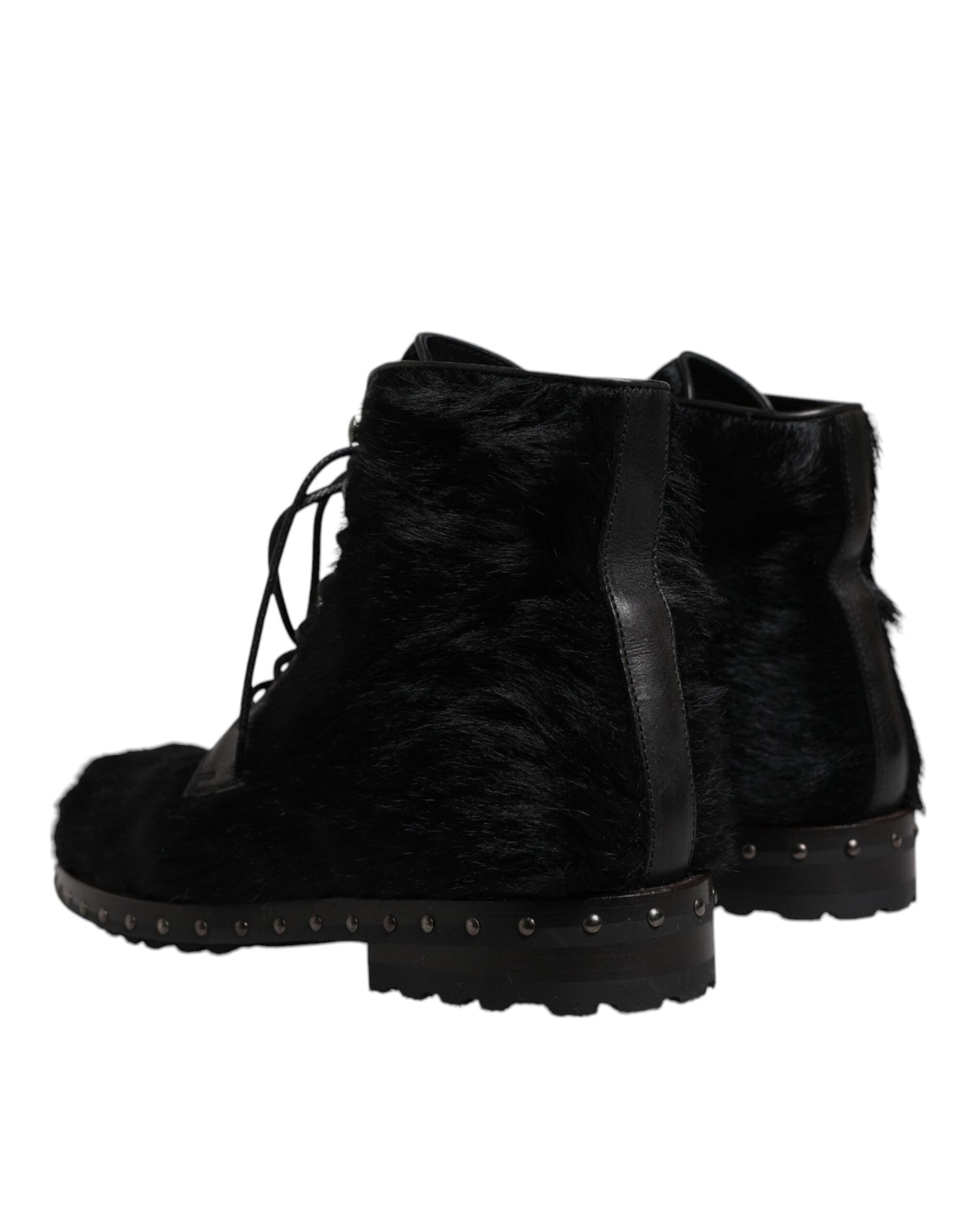 Dolce &amp; Gabbana – Schwarze, wadenlange Stiefel aus Leder im Pony-Stil