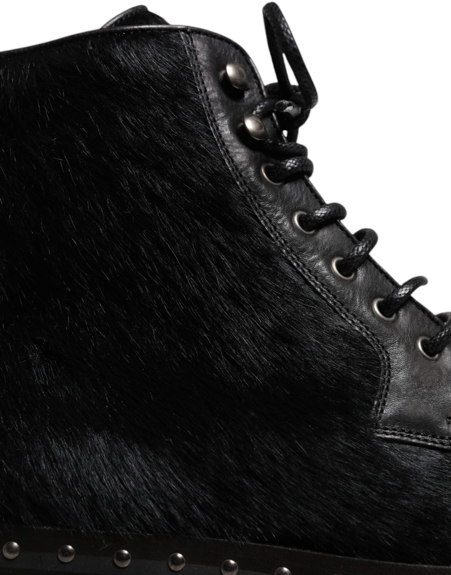Dolce &amp; Gabbana – Schwarze, wadenlange Stiefel aus Leder im Pony-Stil