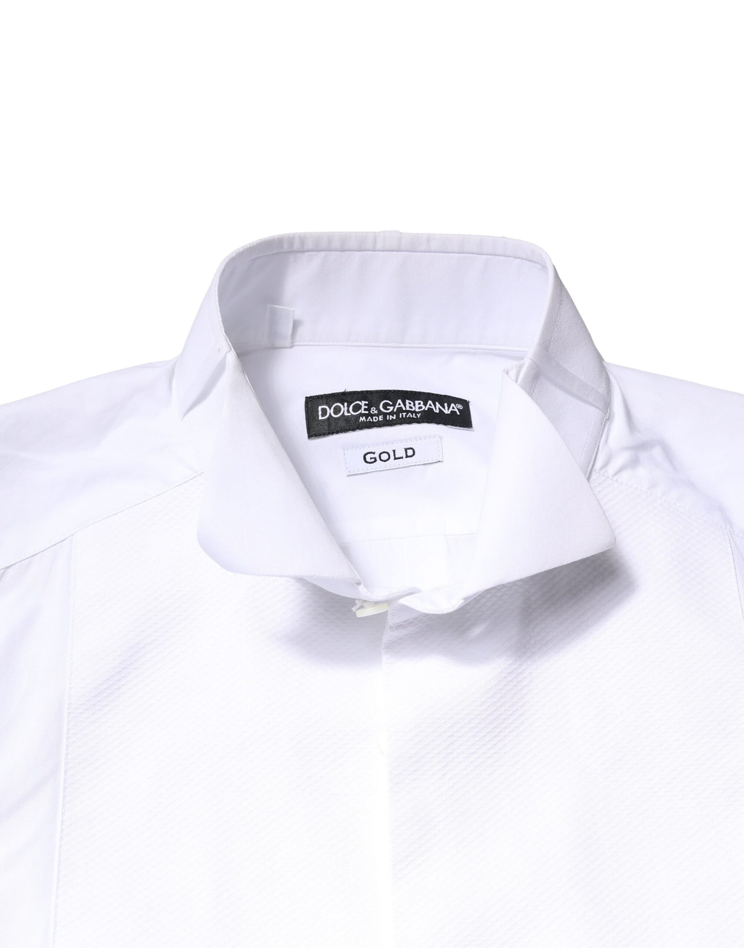 Dolce &amp; Gabbana Weißes GOLD Baumwollpopeline-Hemd für formelle Herren