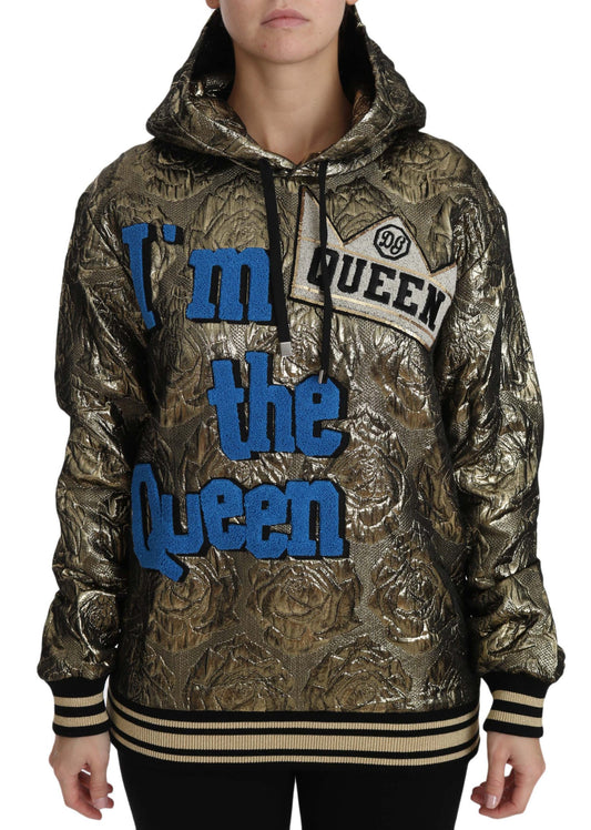 Dolce &amp; Gabbana Im The Queen Jacquard Gold Sweatshirt Hoodie