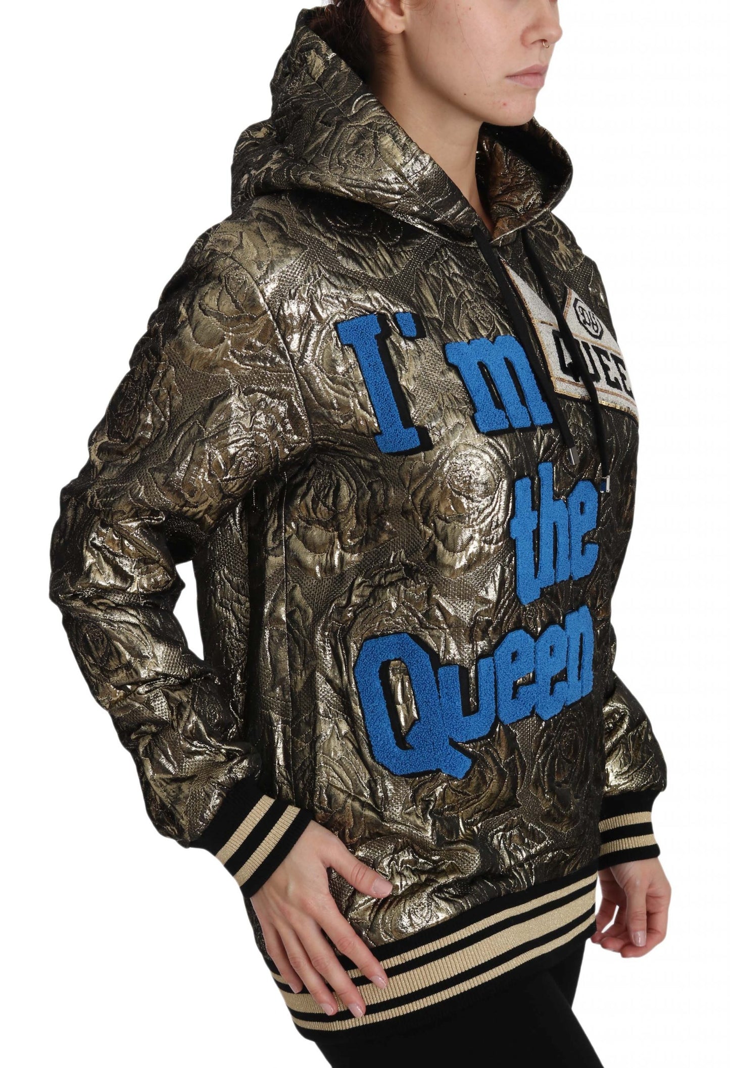 Dolce &amp; Gabbana Im The Queen Jacquard Gold Sweatshirt Hoodie