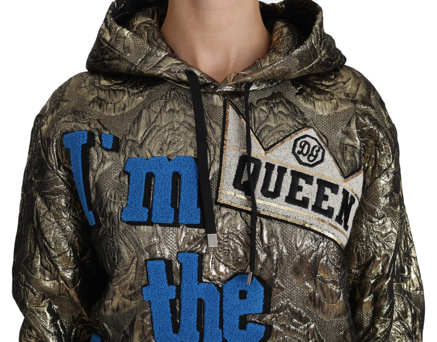 Dolce &amp; Gabbana Im The Queen Jacquard Gold Sweatshirt Hoodie