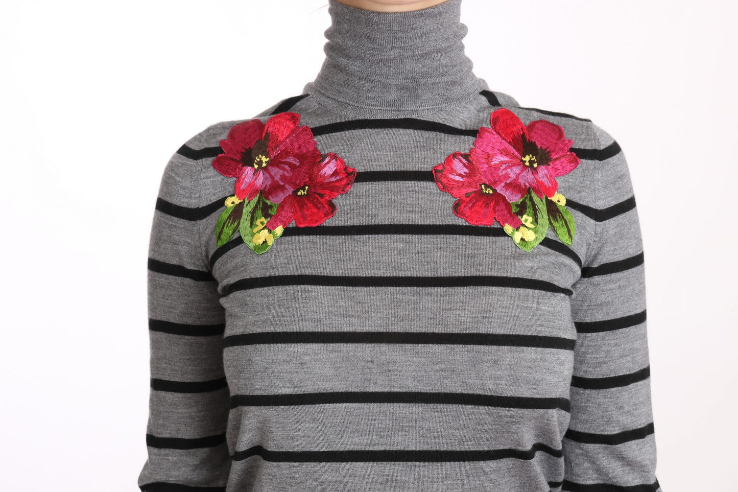 Dolce &amp; Gabbana Gray Cashmere Silk Turtleneck Sweater