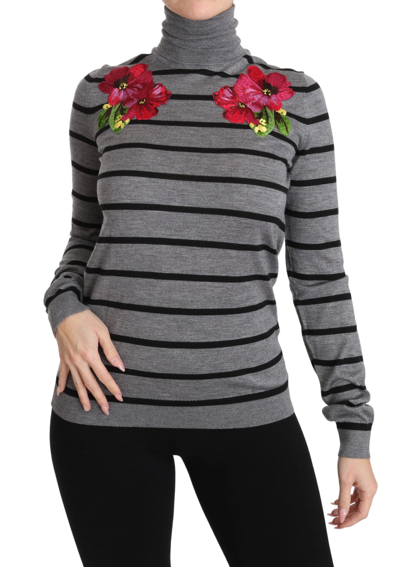 Dolce &amp; Gabbana Gray Cashmere Silk Turtleneck Sweater