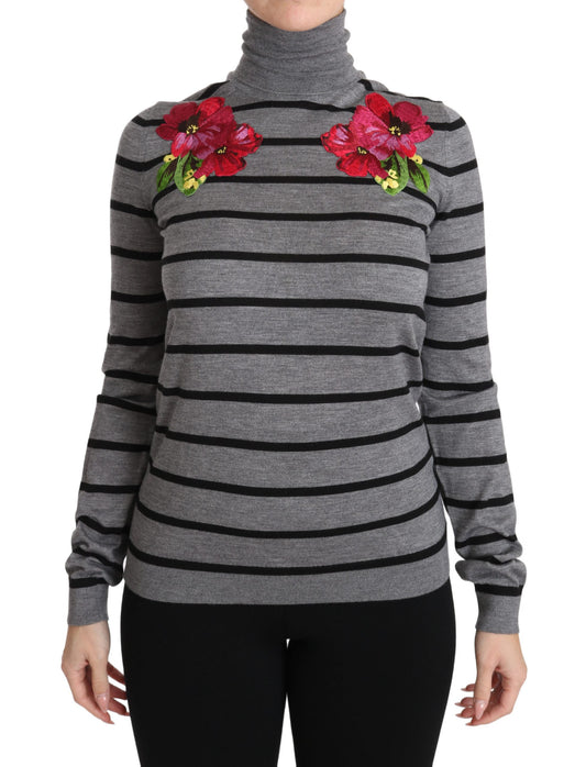 Dolce &amp; Gabbana Gray Cashmere Silk Turtleneck Sweater