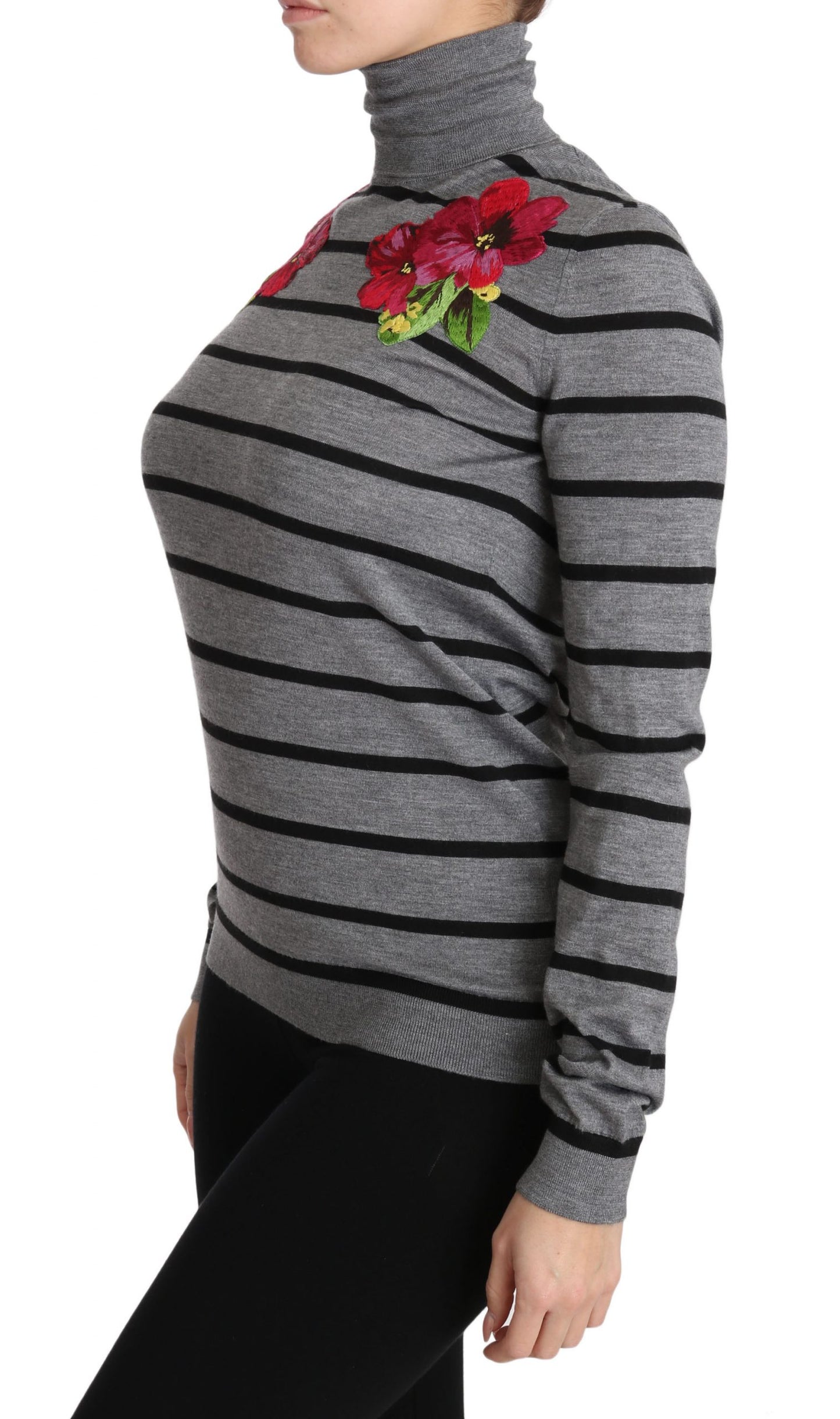 Dolce &amp; Gabbana Gray Cashmere Silk Turtleneck Sweater