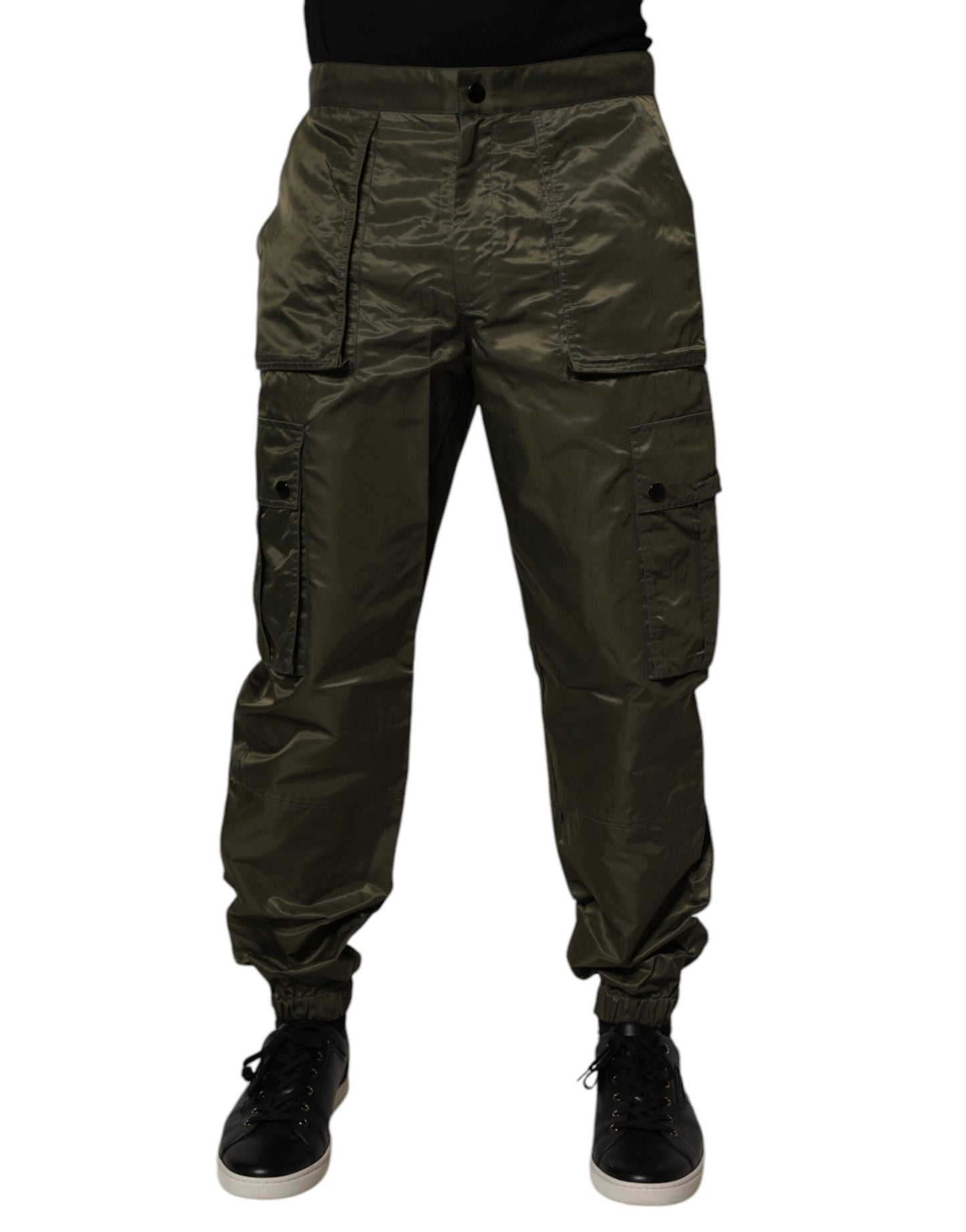 Dolce &amp; Gabbana Dunkelgrüne Cargohose aus Nylon
