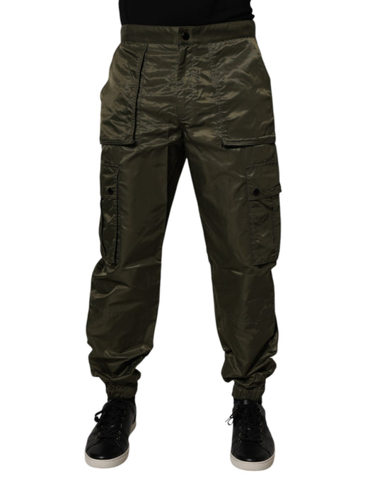 Dolce &amp; Gabbana Dunkelgrüne Cargohose aus Nylon