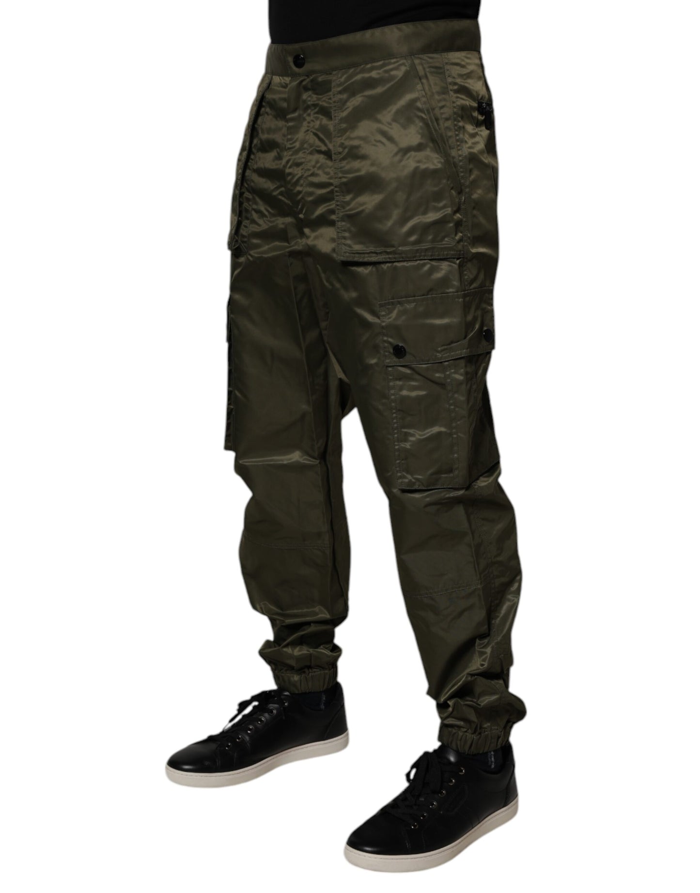 Dolce &amp; Gabbana Dunkelgrüne Cargohose aus Nylon