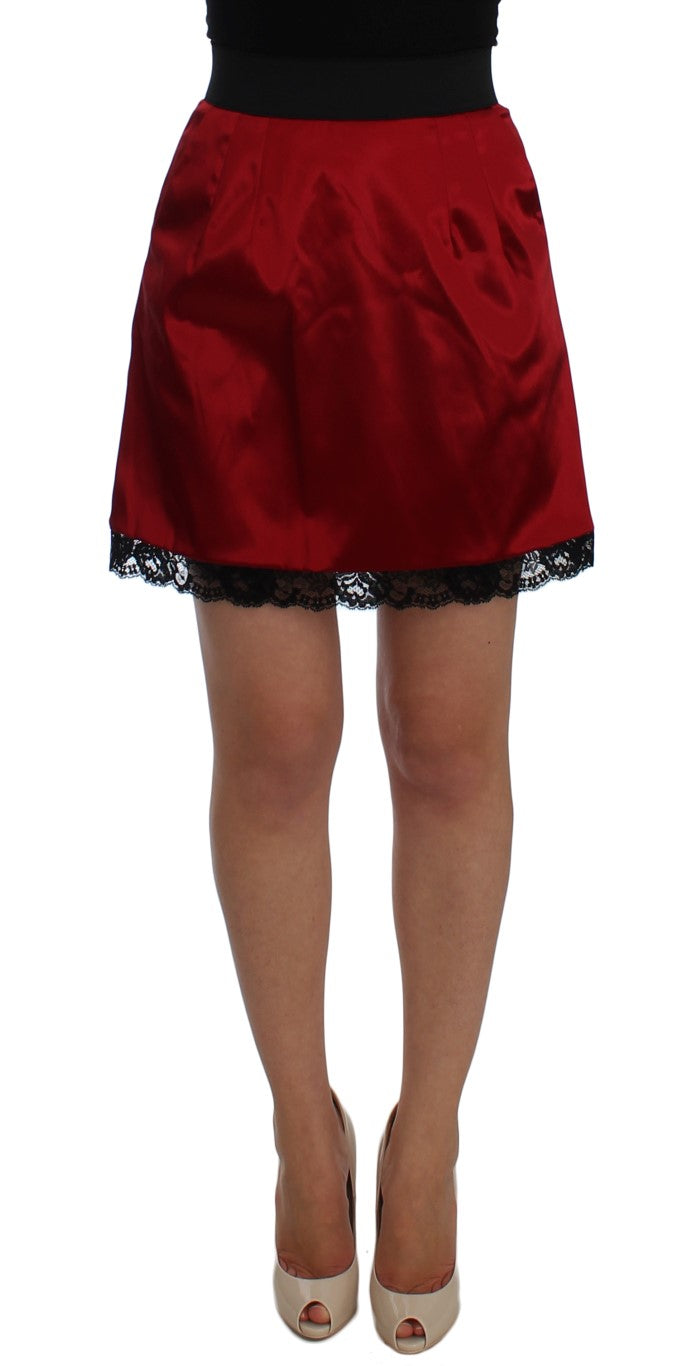 Dolce &amp; Gabbana Eleganter Rock mit hoher Taille aus roter Spitze