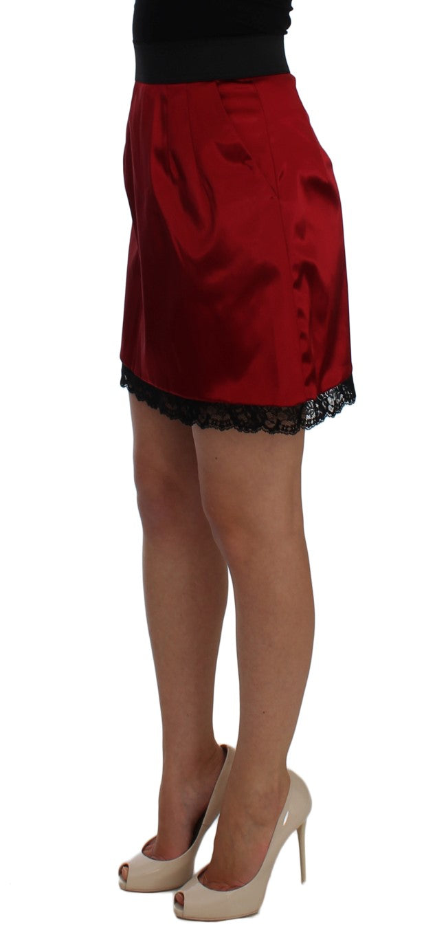 Dolce &amp; Gabbana Eleganter Rock mit hoher Taille aus roter Spitze