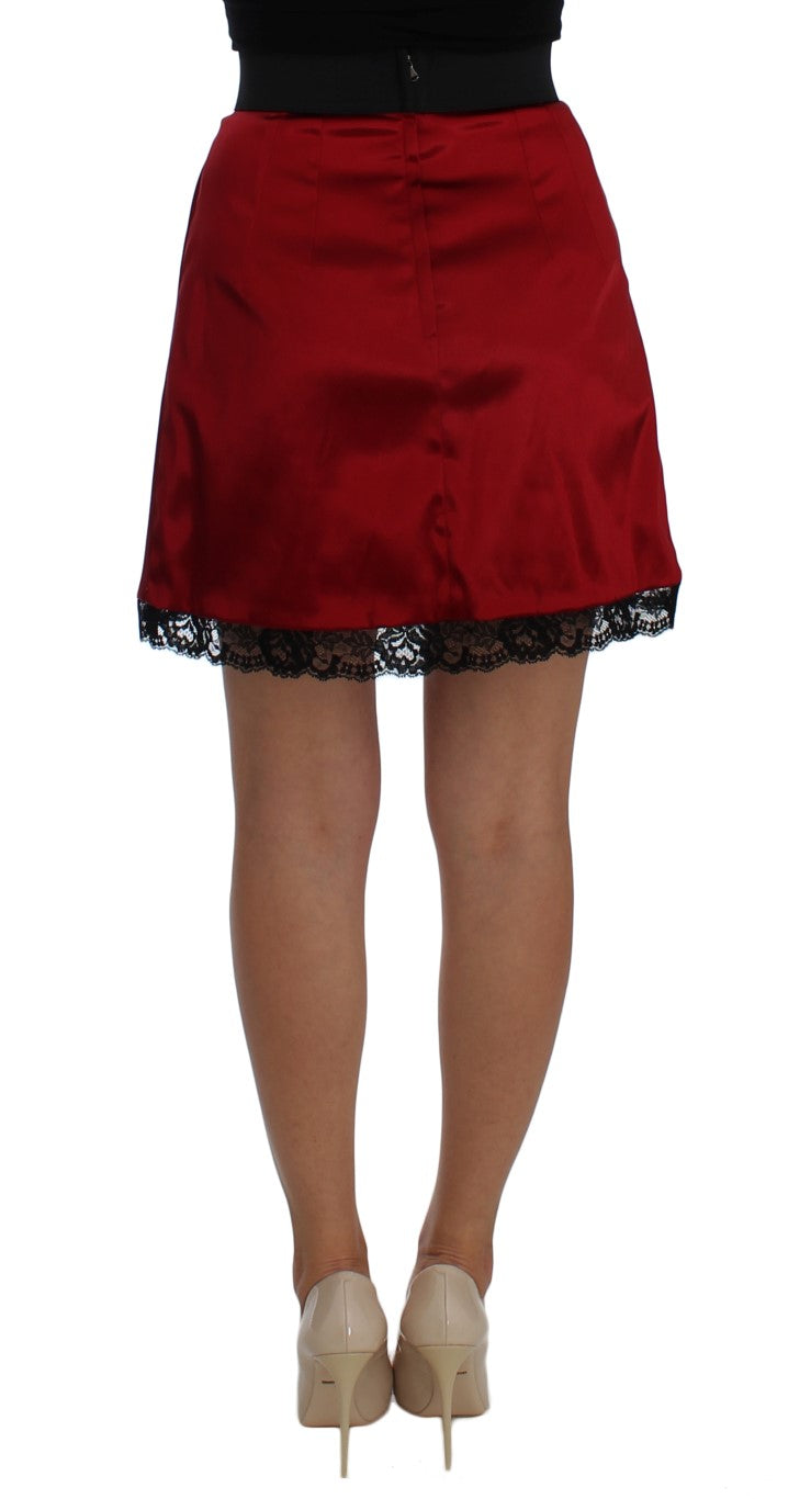 Dolce &amp; Gabbana Eleganter Rock mit hoher Taille aus roter Spitze