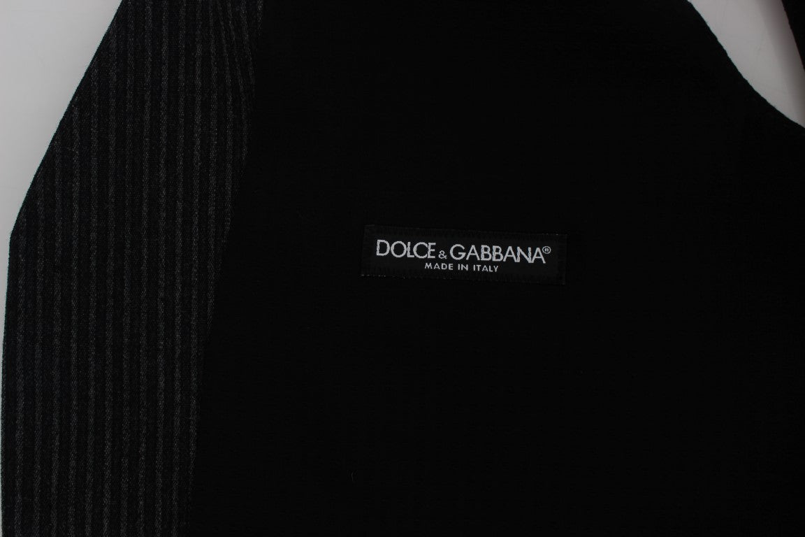 Dolce &amp; Gabbana Gray Striped Formal Vest