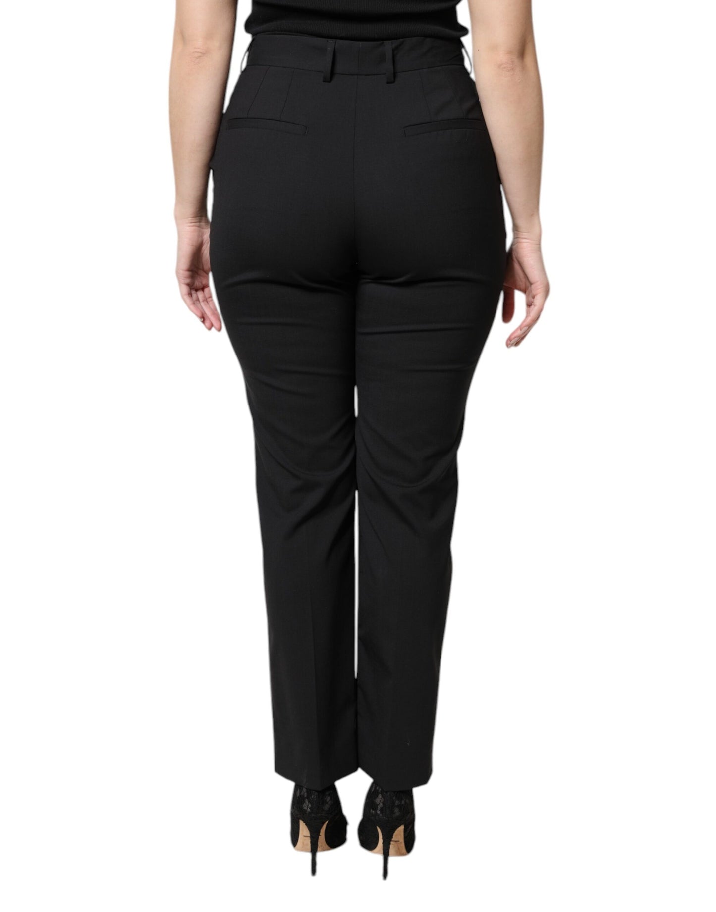 Dolce &amp; Gabbana Schwarze Anzughose aus Polyester mit hoher Taille