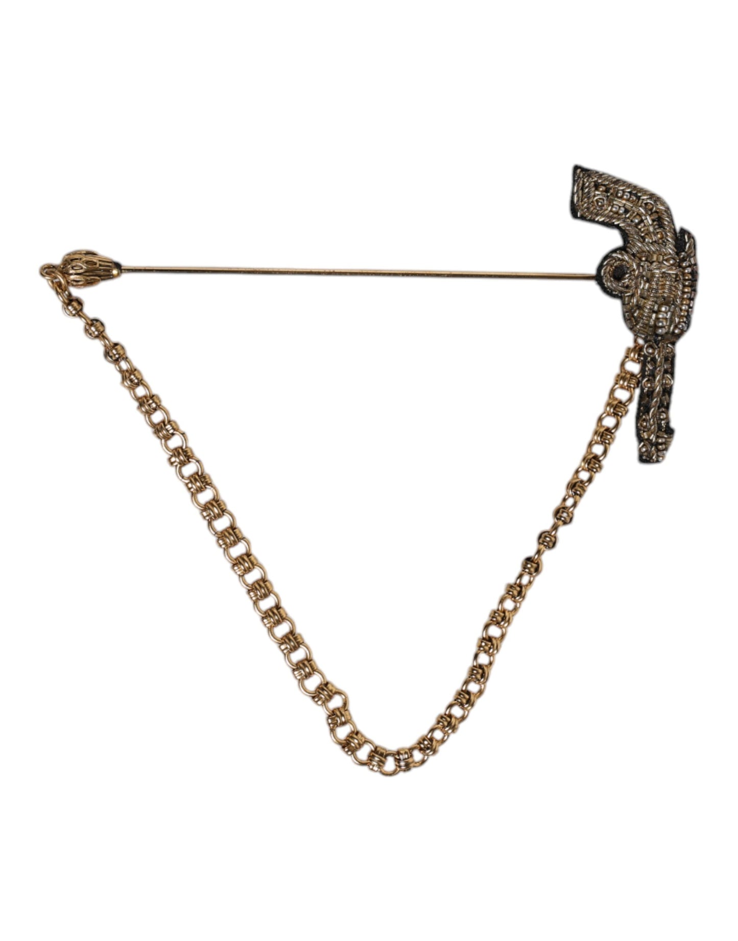Dolce &amp; Gabbana Revolverbrosche, Anstecknadel, Schwarzgold, Messing, Kupfer