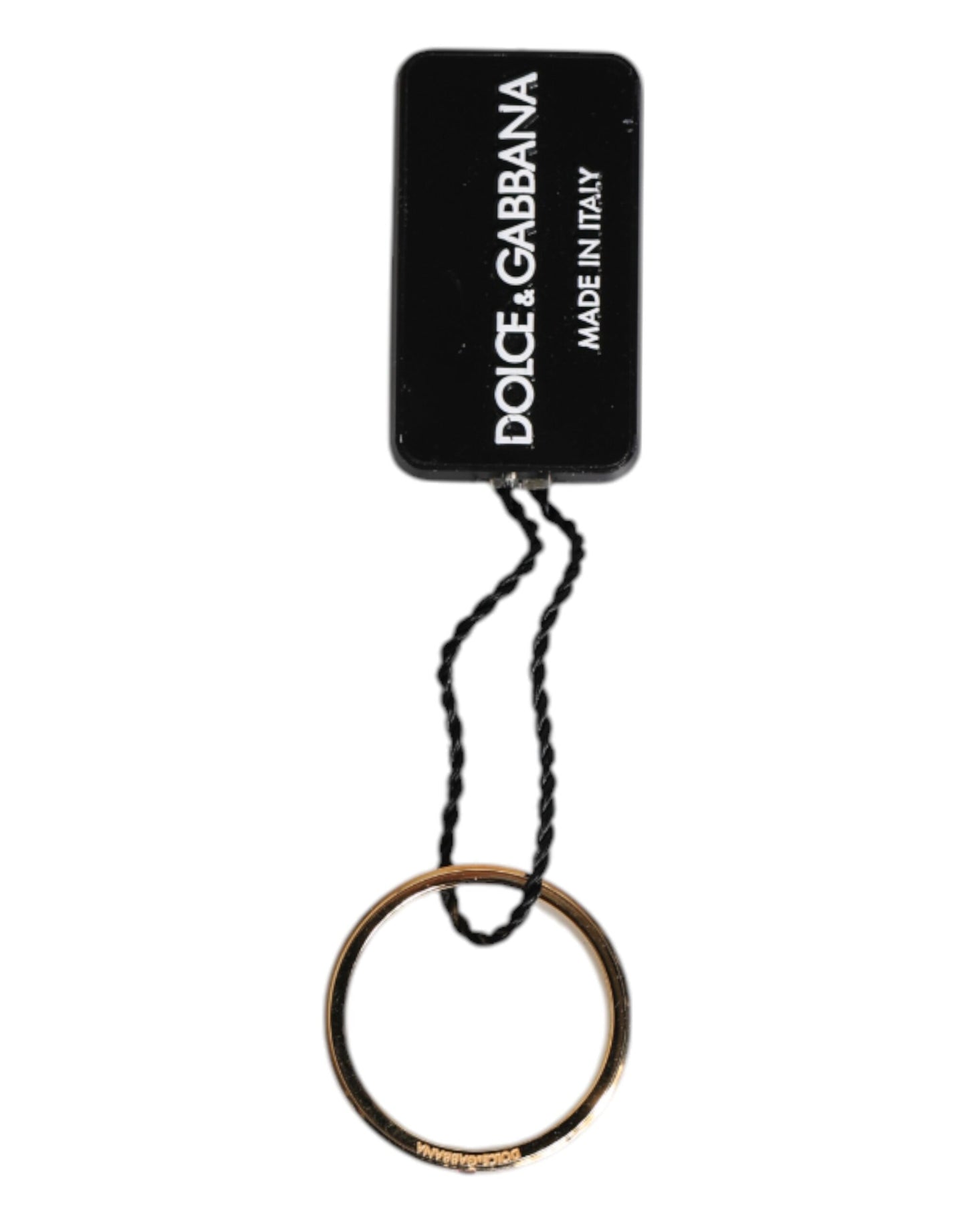 Dolce &amp; Gabbana – Goldfarbener Messingring mit DG-Logo und rotem Kristall