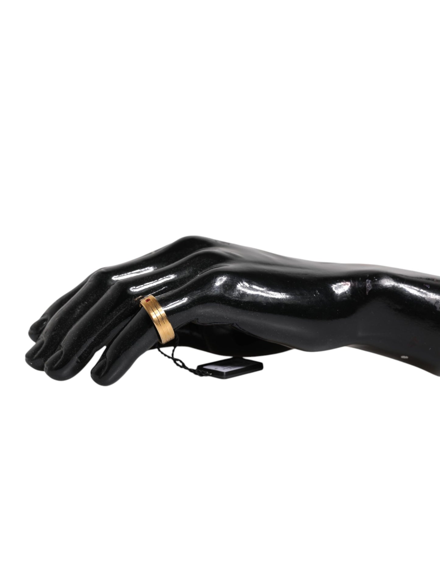 Dolce &amp; Gabbana – Goldfarbener Messingring mit DG-Logo und rotem Kristall