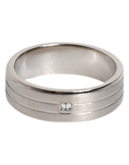 Dolce &amp; Gabbana – Silberfarbener Ring aus Messing mit klarem Kristall und DG-Logo