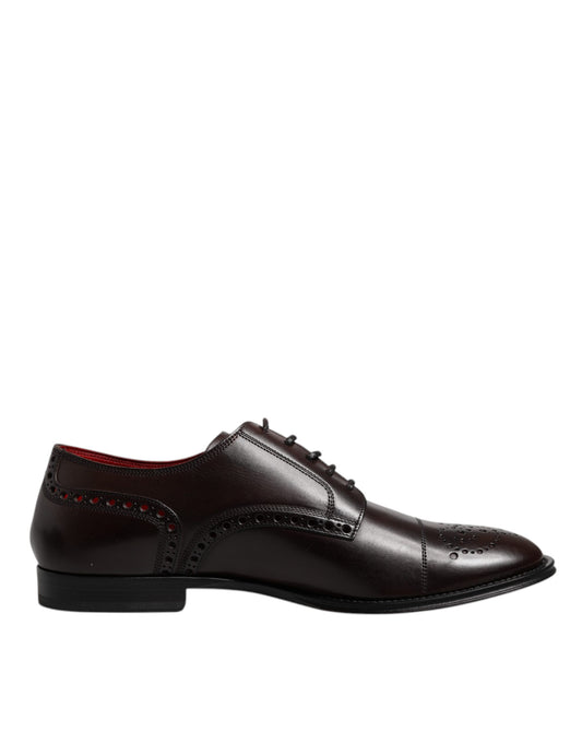 Dolce &amp; Gabbana – Kastanienbraune Derby-Schuhe aus Kalbsleder für Herren