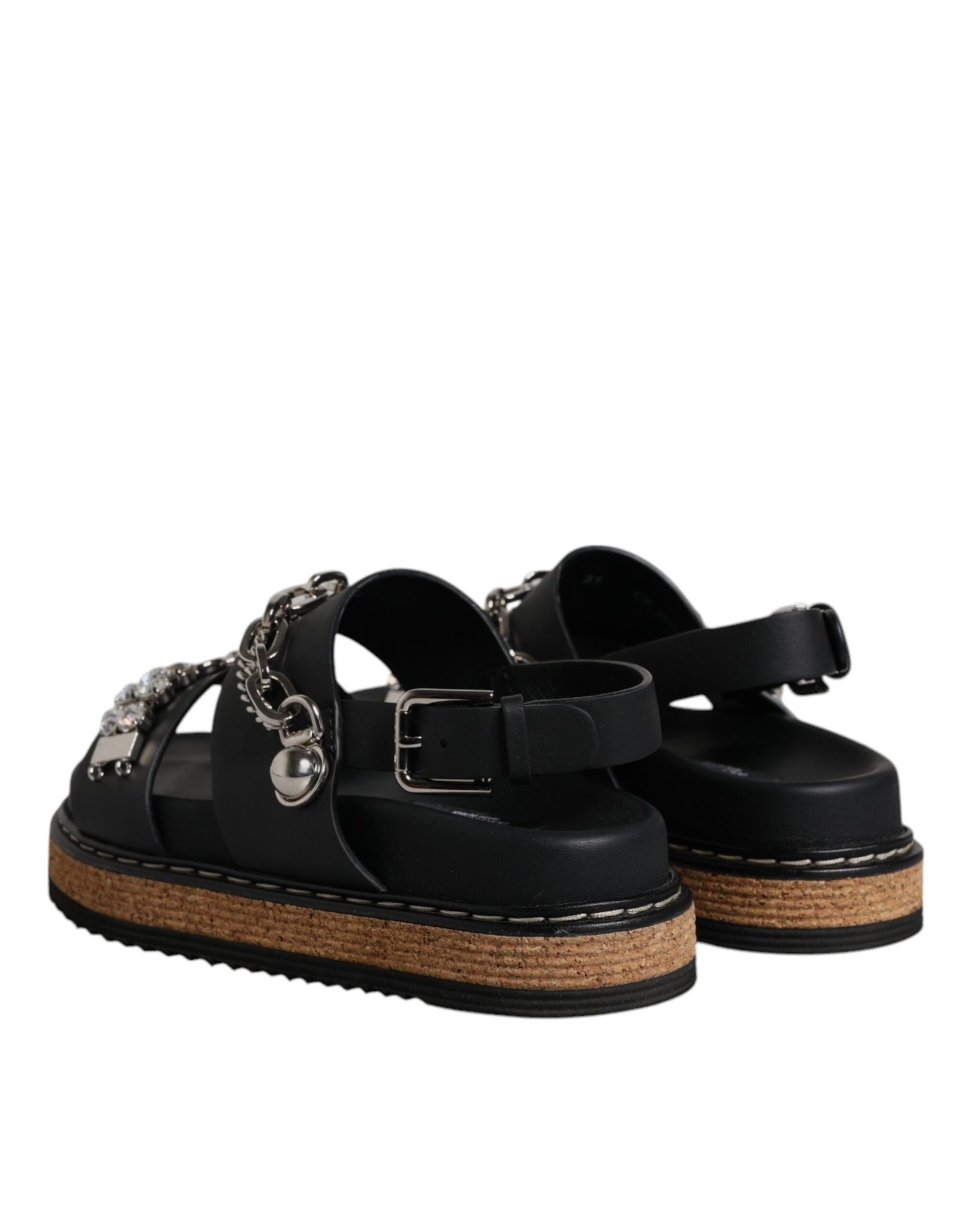 Dolce &amp; Gabbana – Schwarze Sandalen mit Kristallverzierung und Riemen