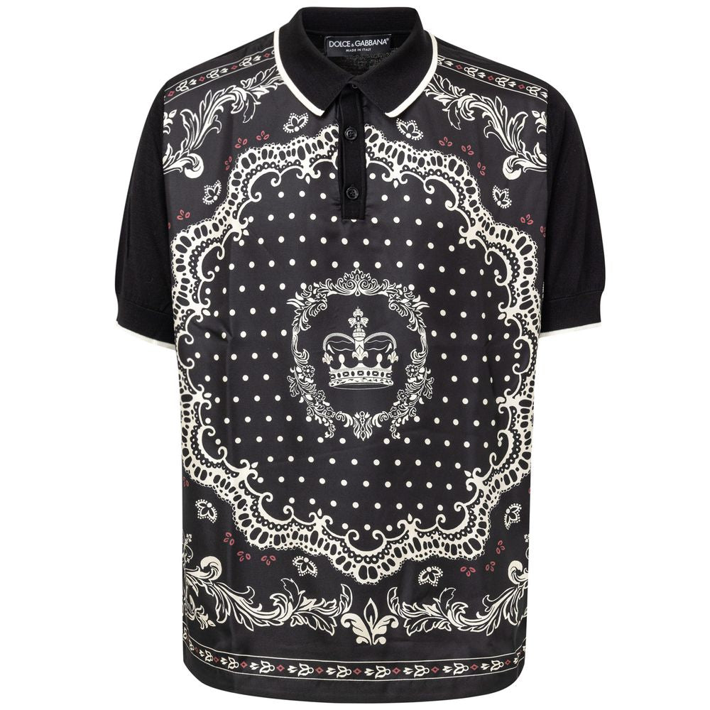 Dolce &amp; Gabbana Black Silk Polo Shirt