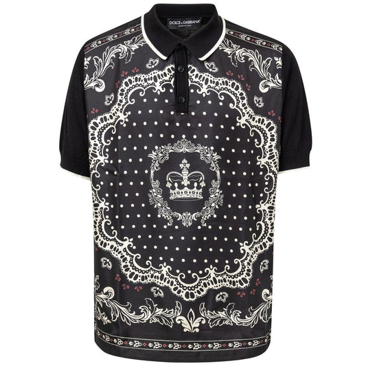 Dolce &amp; Gabbana Black Silk Polo Shirt