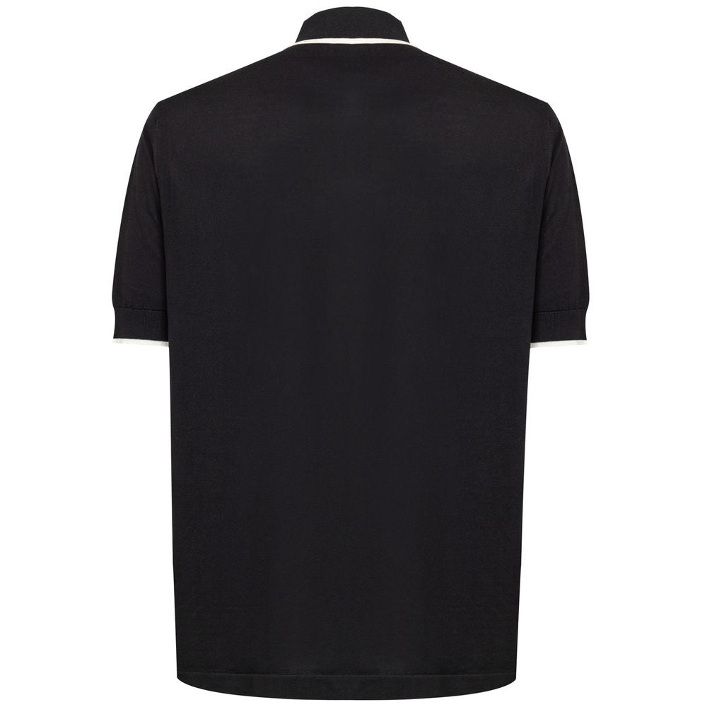 Dolce &amp; Gabbana Black Silk Polo Shirt
