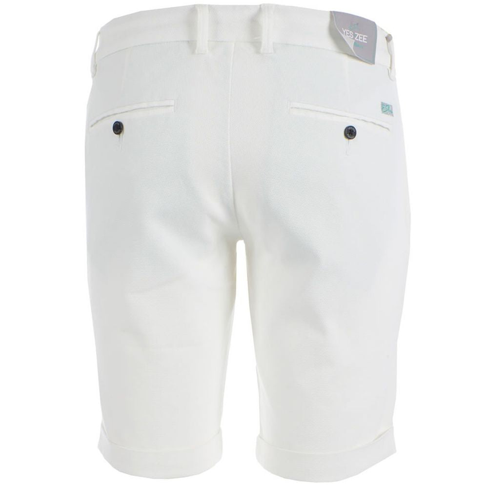 Yes Zee White Cotton Short