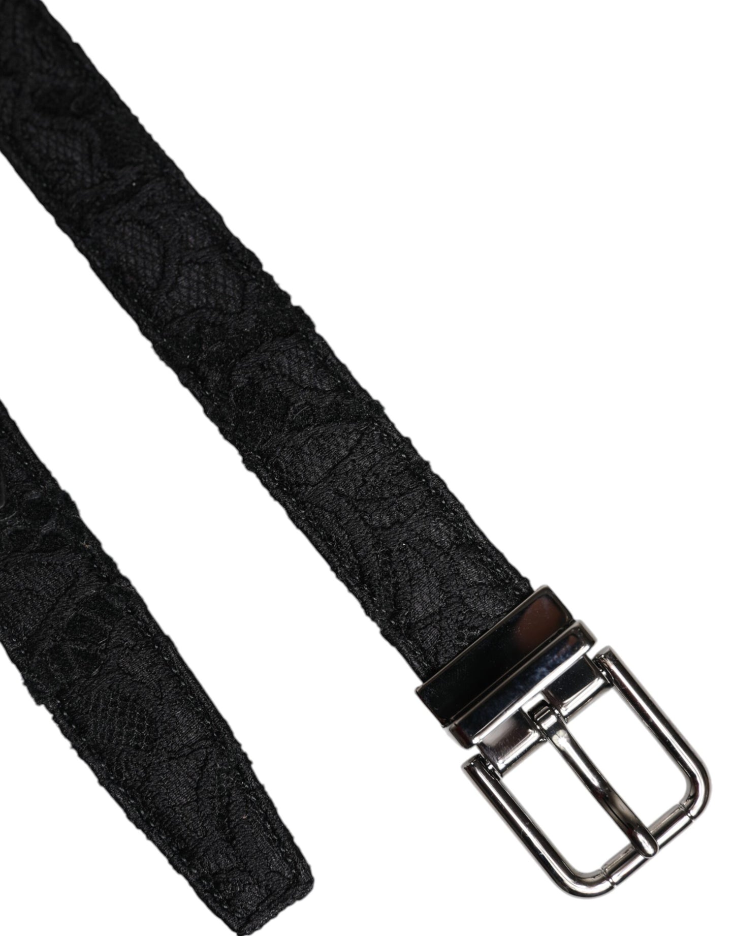Cintura Dolce &amp; Gabbana in misto cotone nero con fibbia in metallo argentato