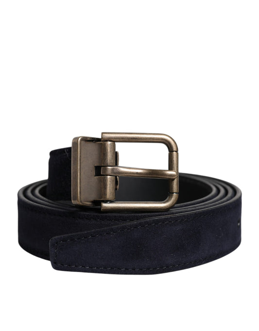 Cintura classica Dolce &amp; Gabbana in pelle di capra nera con fibbia in metallo